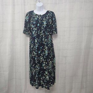 Go Softly Patio Lounge Dress Grunge Shift Midi Blue Boho Festival S